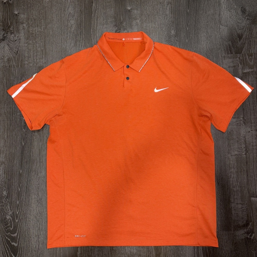 Nike Golf Tiger Woods Collection Dri-Fit Polo Shirt Mens XL Velocity Glow Stripe